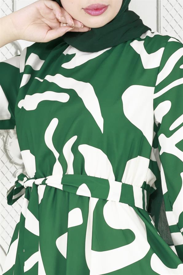 Geometric Pattern Dress- green color