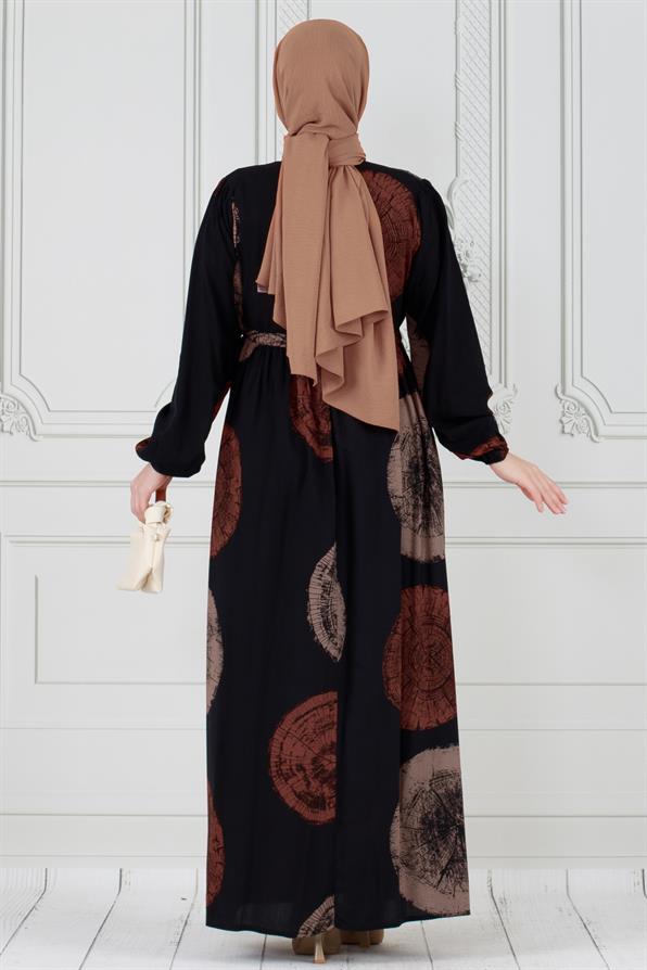Hidden Button Viscon Dress-Mink color 