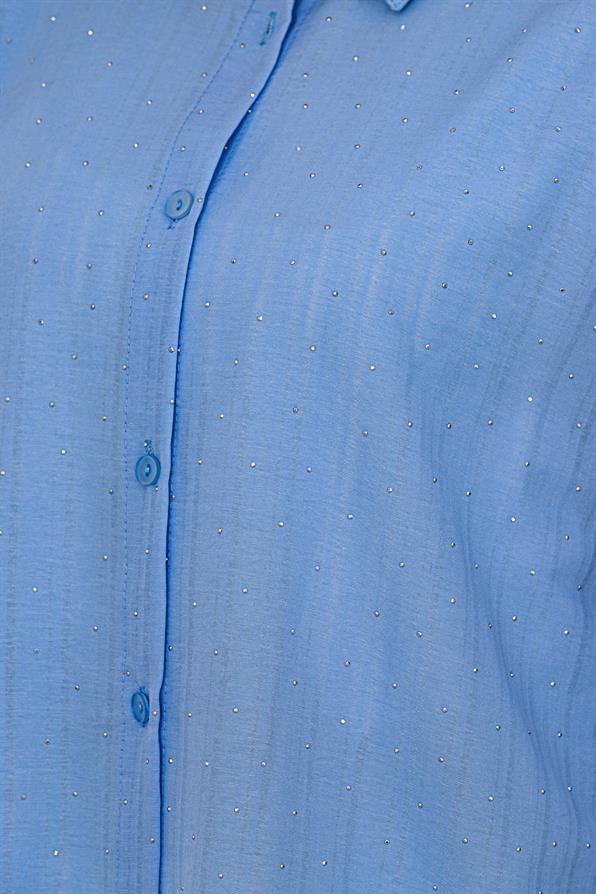 Göğüsü Taş Detaylı Oversize Tunik-Bebe mavi