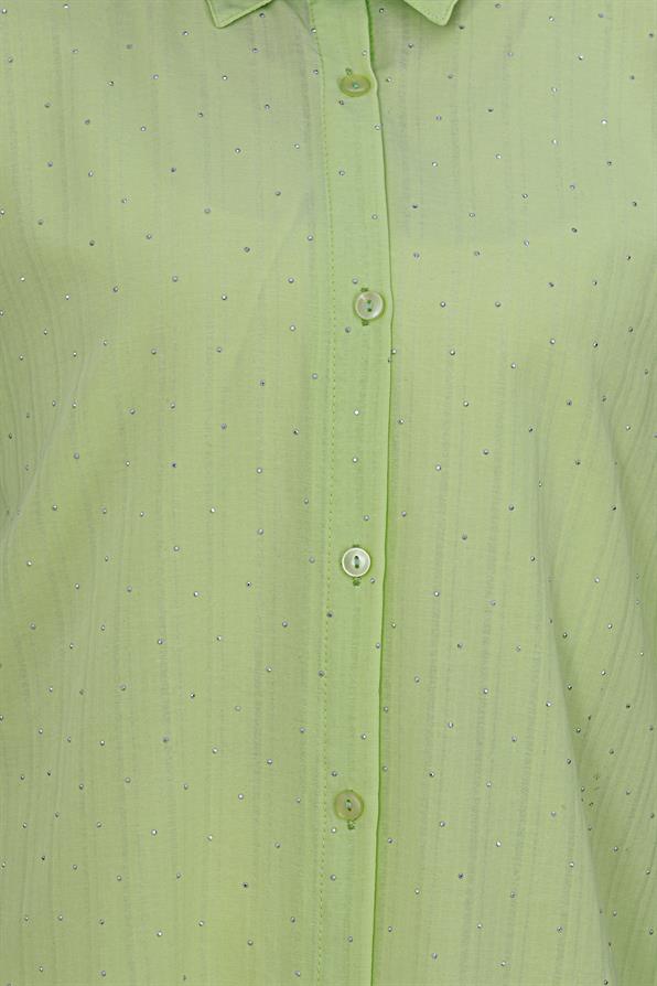 Göğüsü Taş Detaylı Oversize Tunik-Sarı