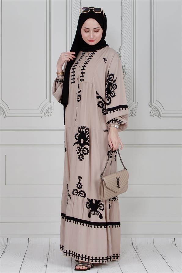 Wide sleeve dress - beige