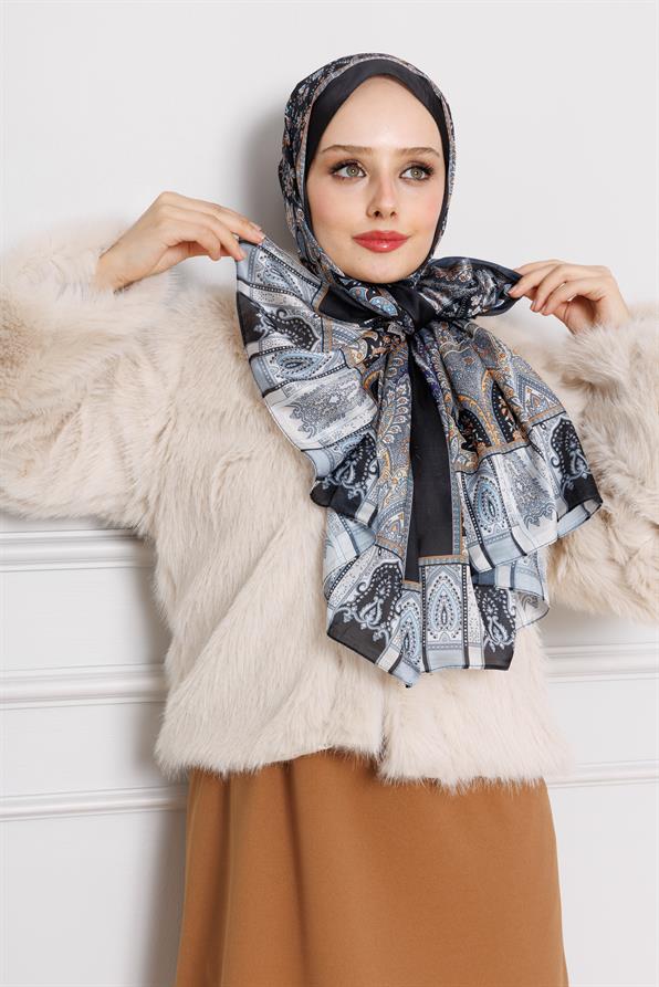 Indian Silk Shawl-Grey color 