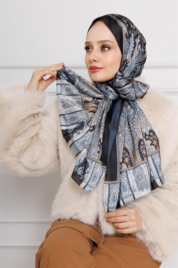 Indian Silk Shawl-Grey color 