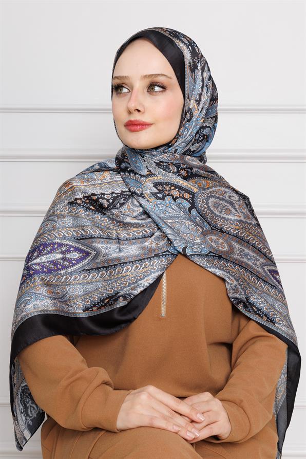 Indian Silk Shawl-Grey color 