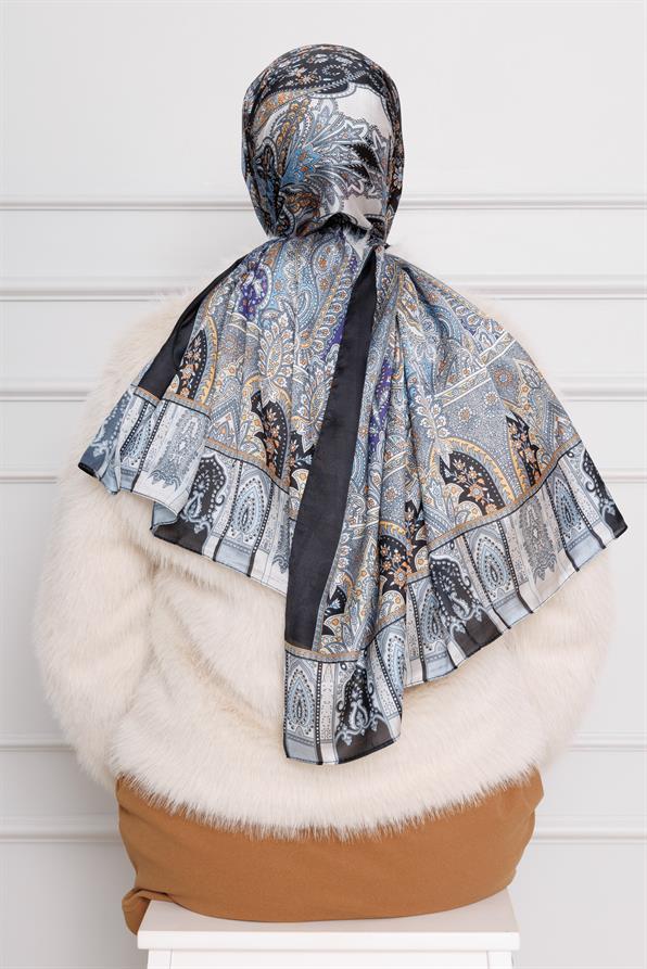 Indian Silk Shawl-Grey color 