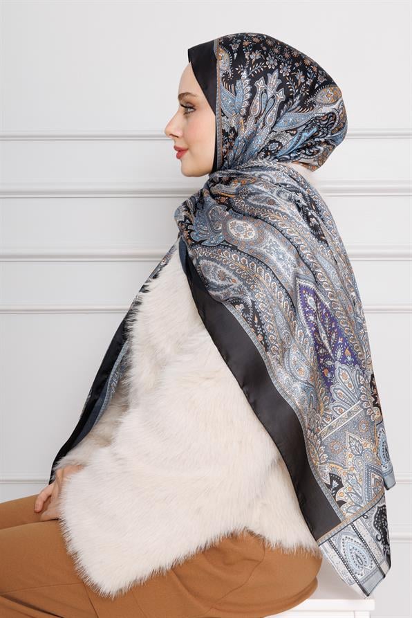 Indian Silk Shawl-Grey color 