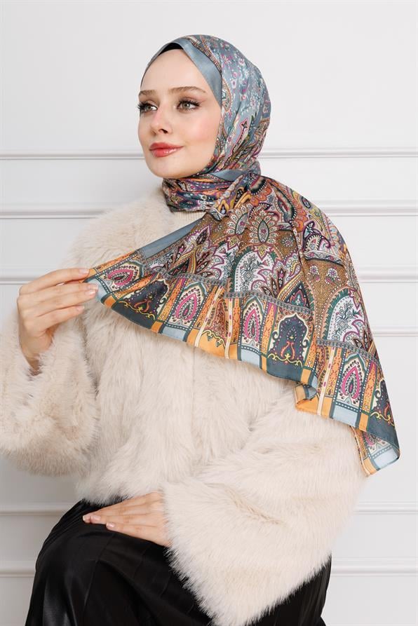 Indian Silk Shawl-Mustard color 