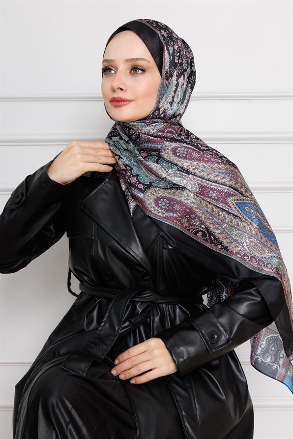 Indian Silk Shawl-Purple color 