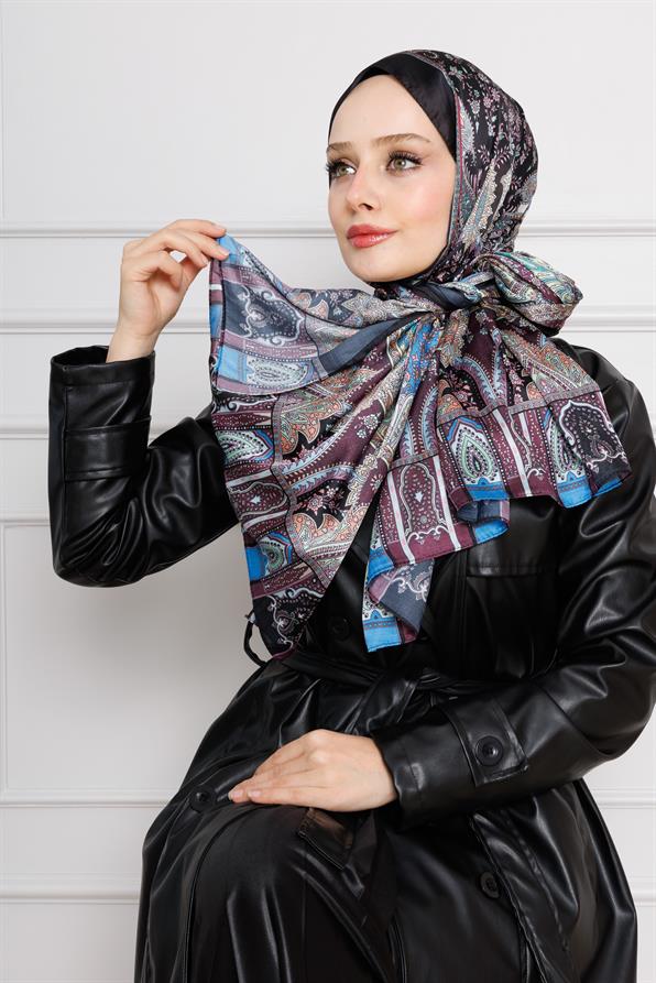Indian Silk Shawl-Purple color 