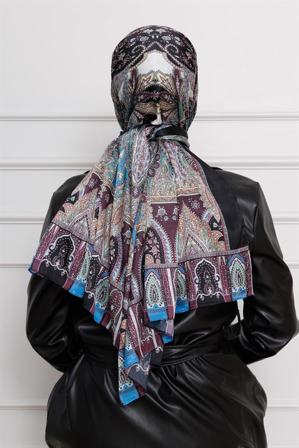 Indian Silk Shawl-Purple color 