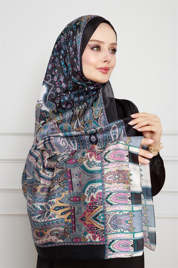 Hint İpeği Şal-Siyah