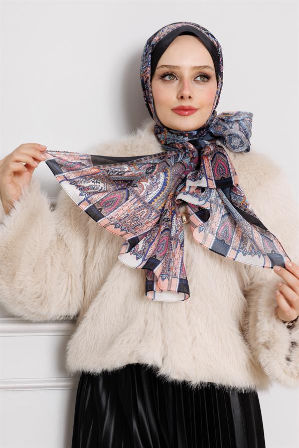 Indian Silk Shawl-Salmon color 