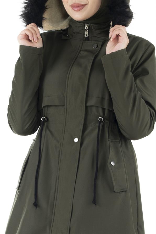Plush Inside Coat-Khaki