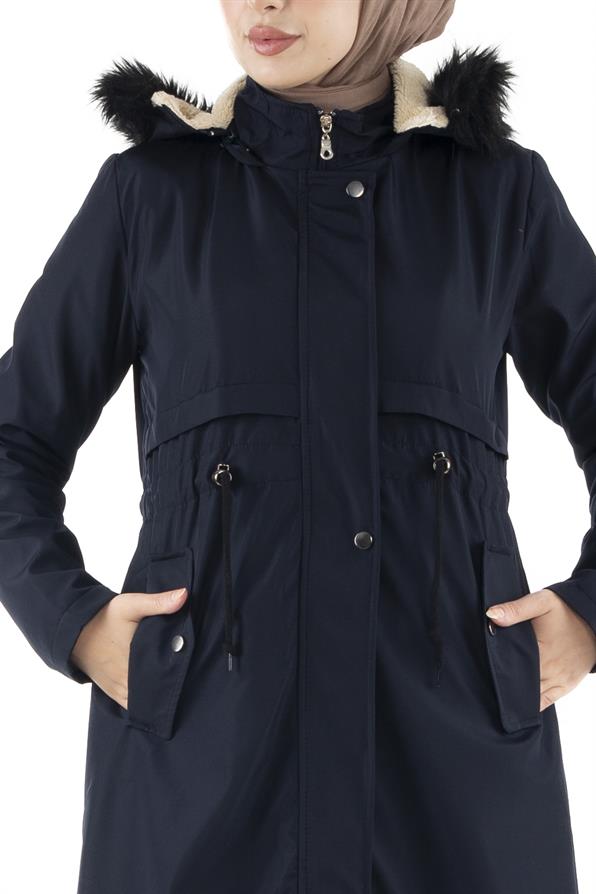 Plush Inside Coat-Navy Blue