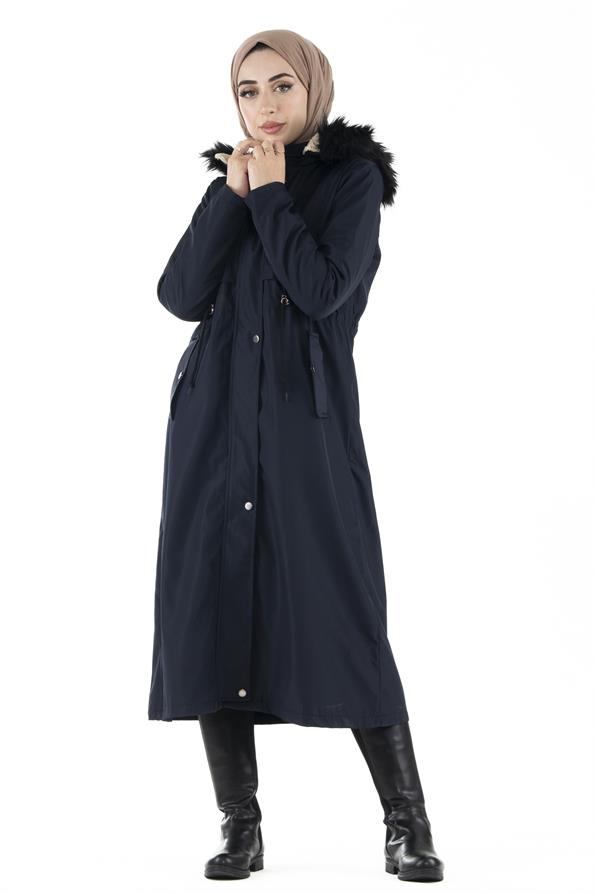 Plush Inside Coat-Navy Blue