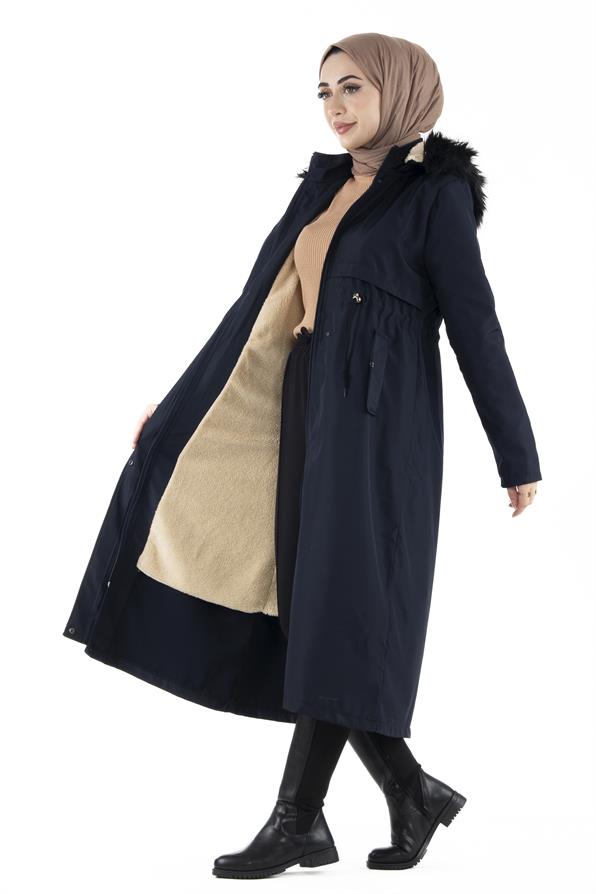 Plush Inside Coat-Navy Blue