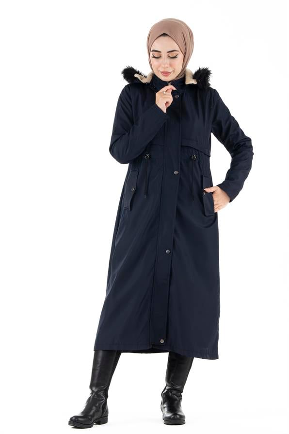 Plush Inside Coat-Navy Blue