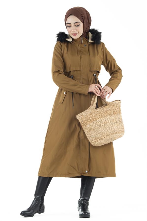 ترنشكوت بالفرو من الداخل-اللون العسلي