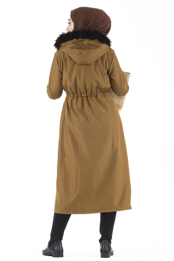 ترنشكوت بالفرو من الداخل-اللون العسلي