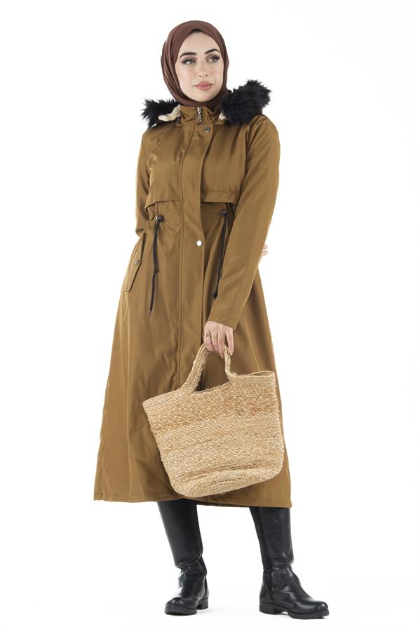 ترنشكوت بالفرو من الداخل-اللون العسلي