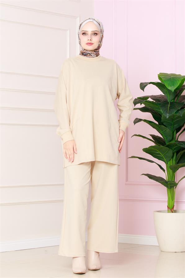 طقم شيك - لون بيج