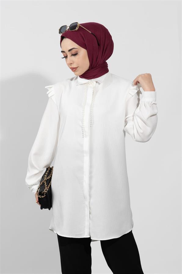 İncili Tunik-Beyaz