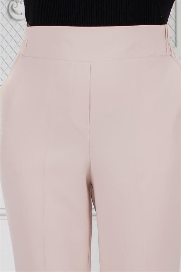 بنطلون واسع الساقين-بيج اللون