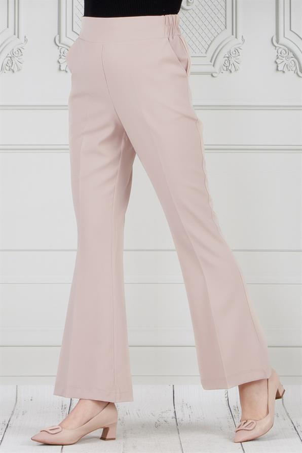 بنطلون واسع الساقين-بيج اللون