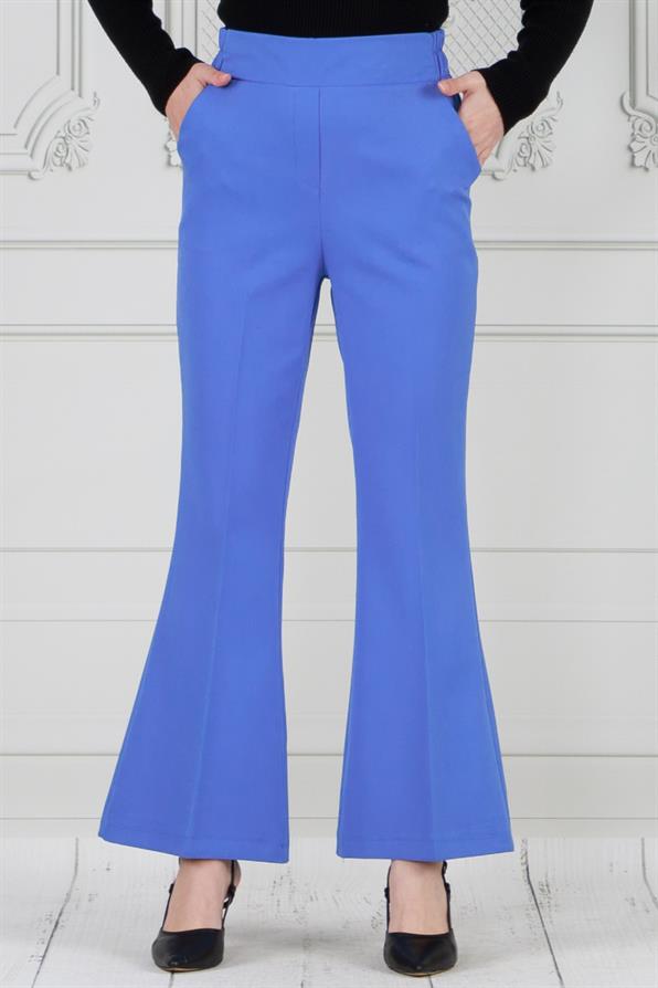 بنطلون واسع الساقين-أزرق