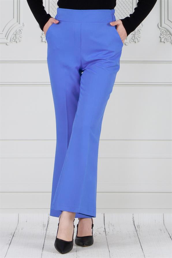 بنطلون واسع الساقين-أزرق