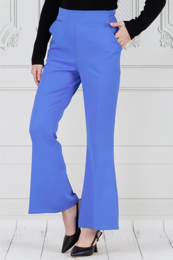 بنطلون واسع الساقين-أزرق