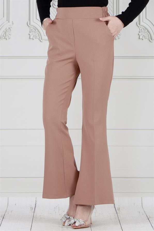 بنطلون واسع الساقين-مينك اللون