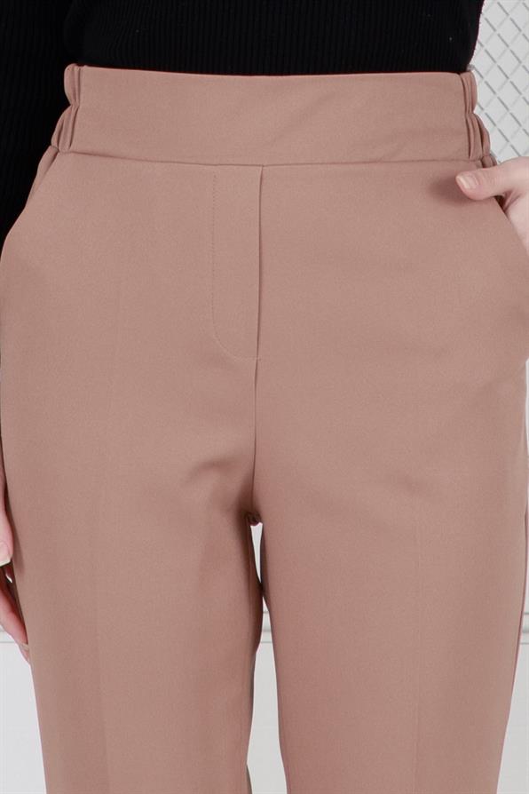 بنطلون واسع الساقين-مينك اللون