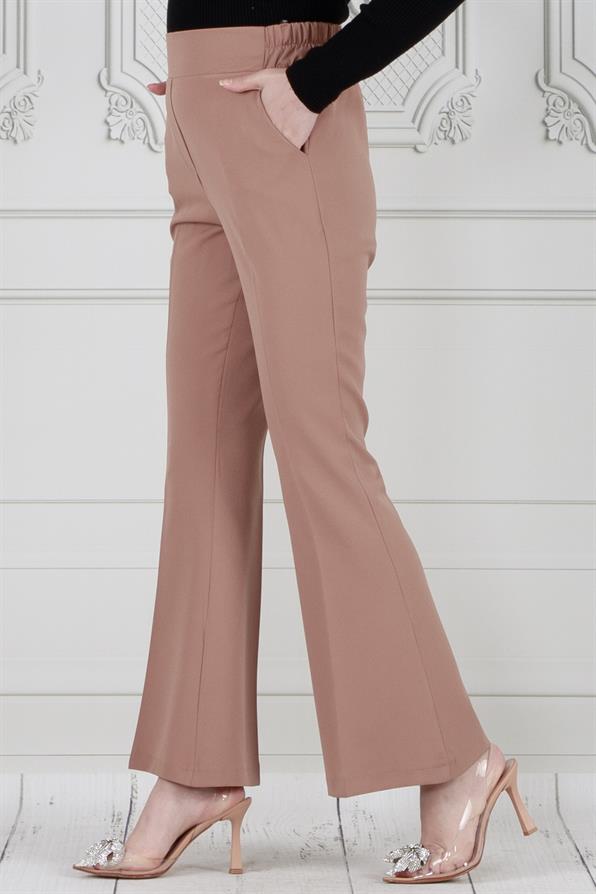 بنطلون واسع الساقين-مينك اللون