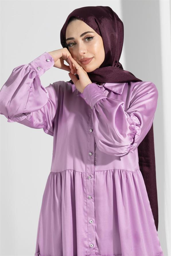 Isabella Satin Dress-Lilac