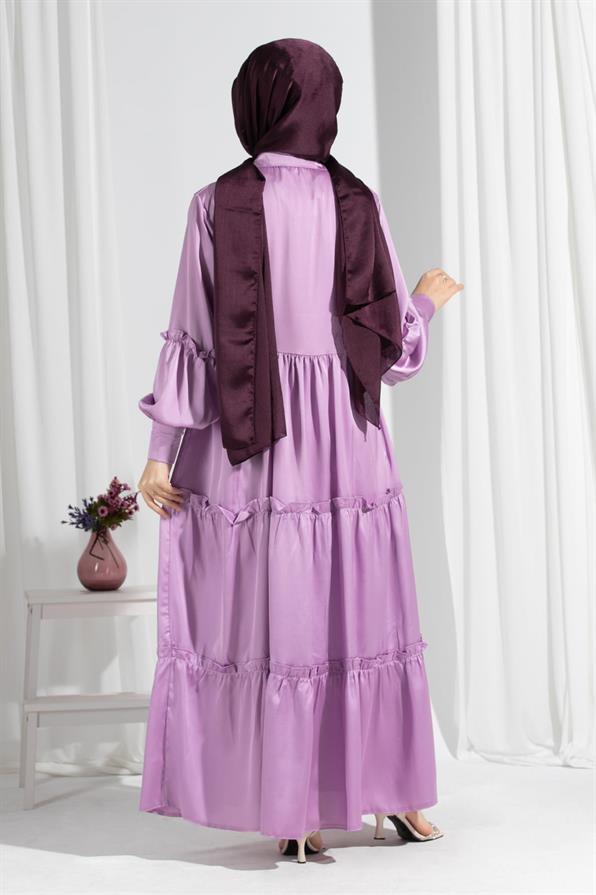 Isabella Satin Dress-Lilac