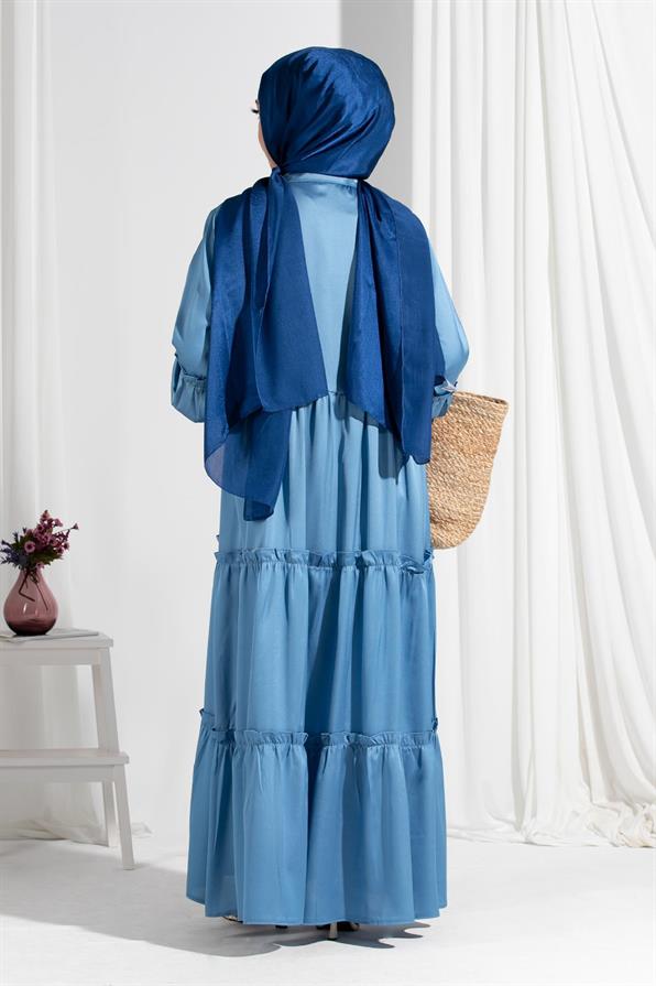 Isabella Satin Dress-Blue
