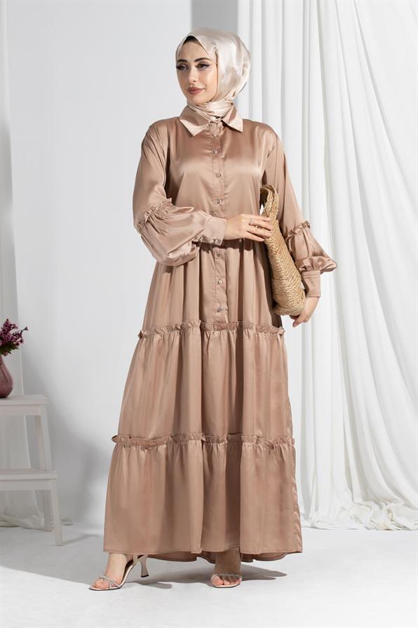 Isabella Satin Dress-Mink