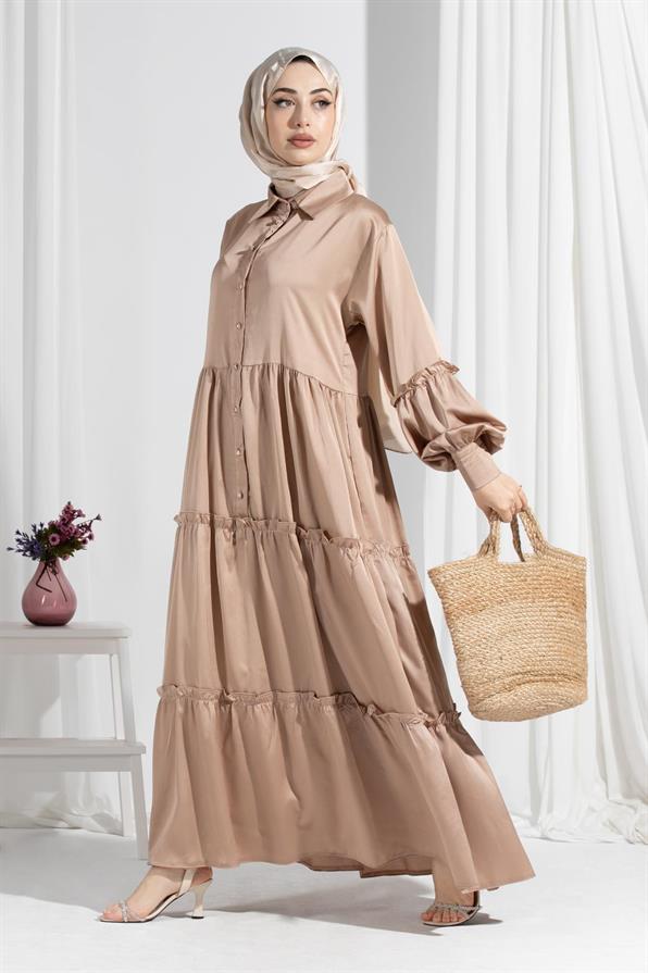 Isabella Satin Dress-Mink