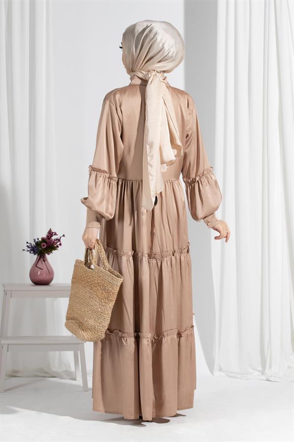 Isabella Satin Dress-Mink