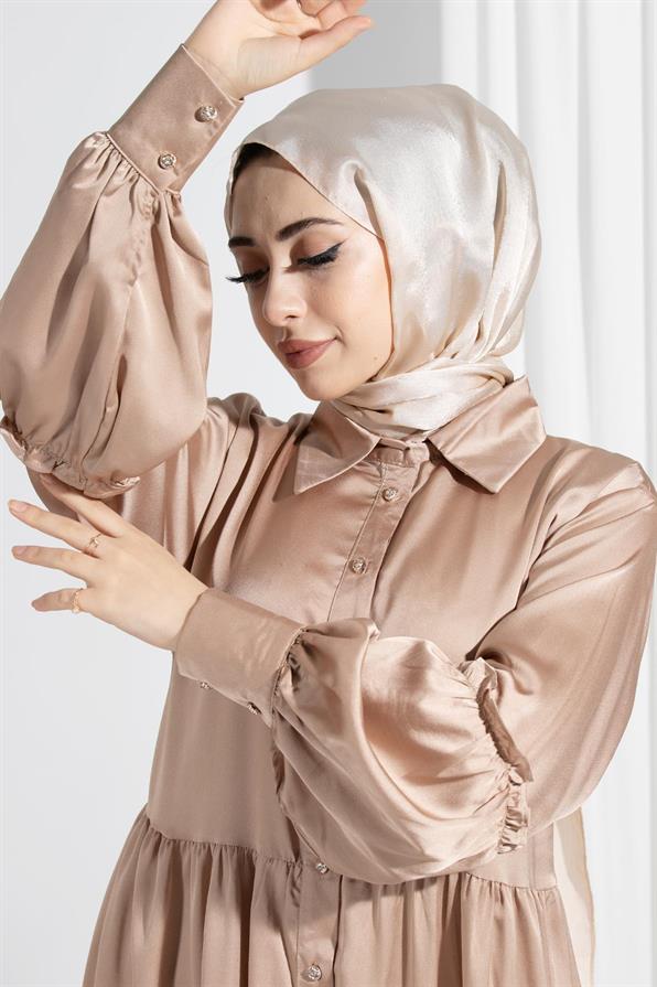 Isabella Satin Dress-Mink