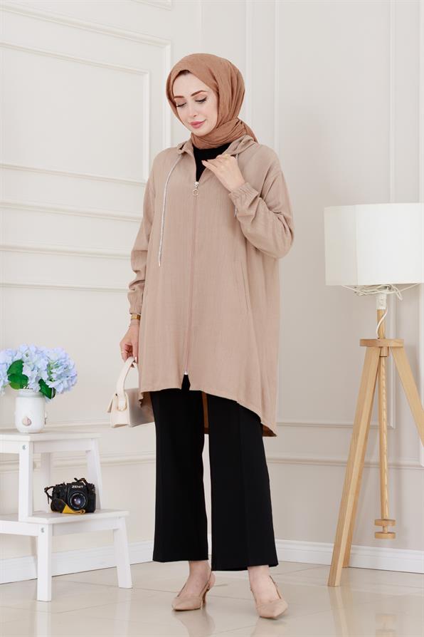 Kapüşonlu Önü Patlı Kap-Bej