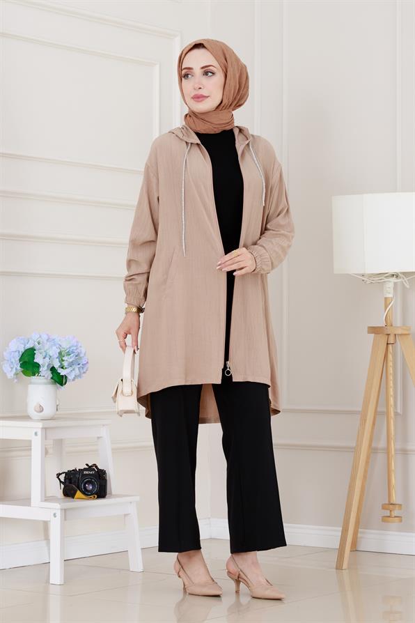 Kapüşonlu Önü Patlı Kap-Bej