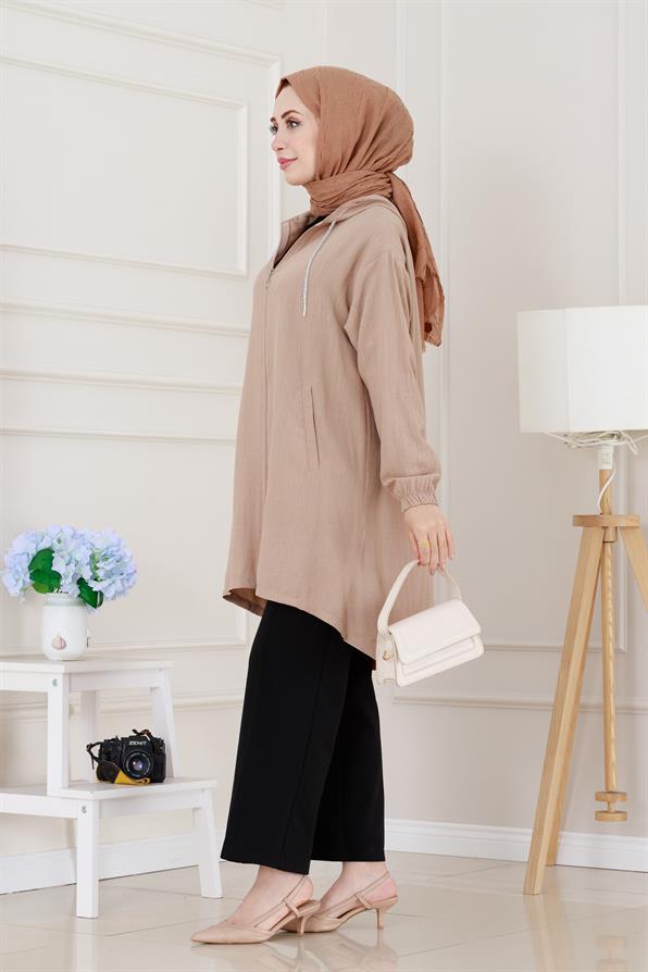 Kapüşonlu Önü Patlı Kap-Bej