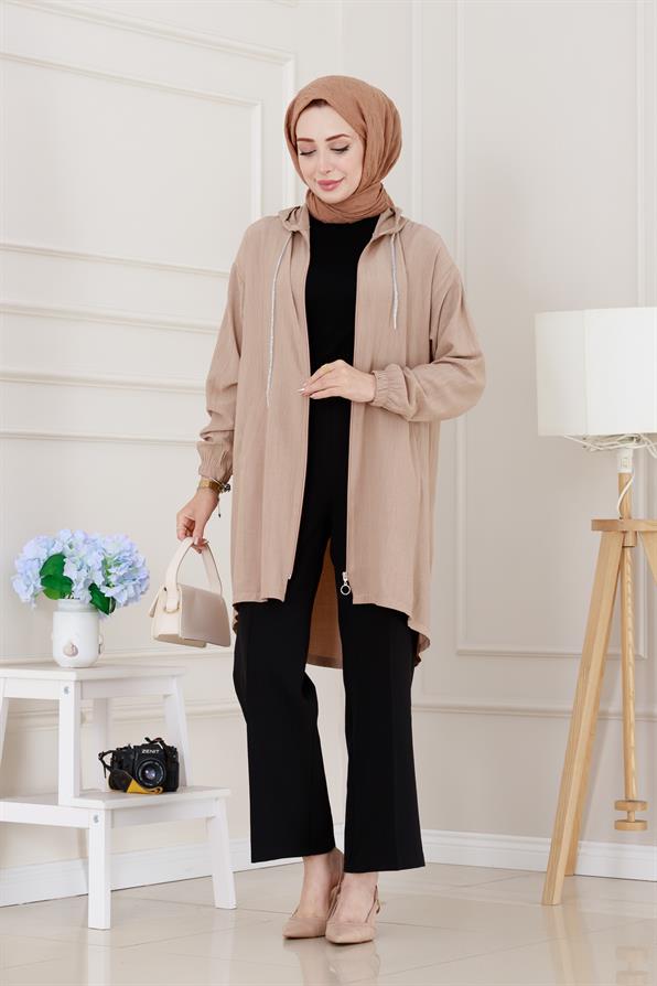 Kapüşonlu Önü Patlı Kap-Bej