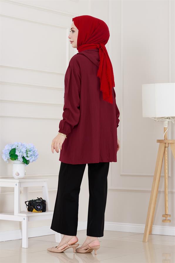 Kapüşonlu Önü Patlı Kap-Bordo