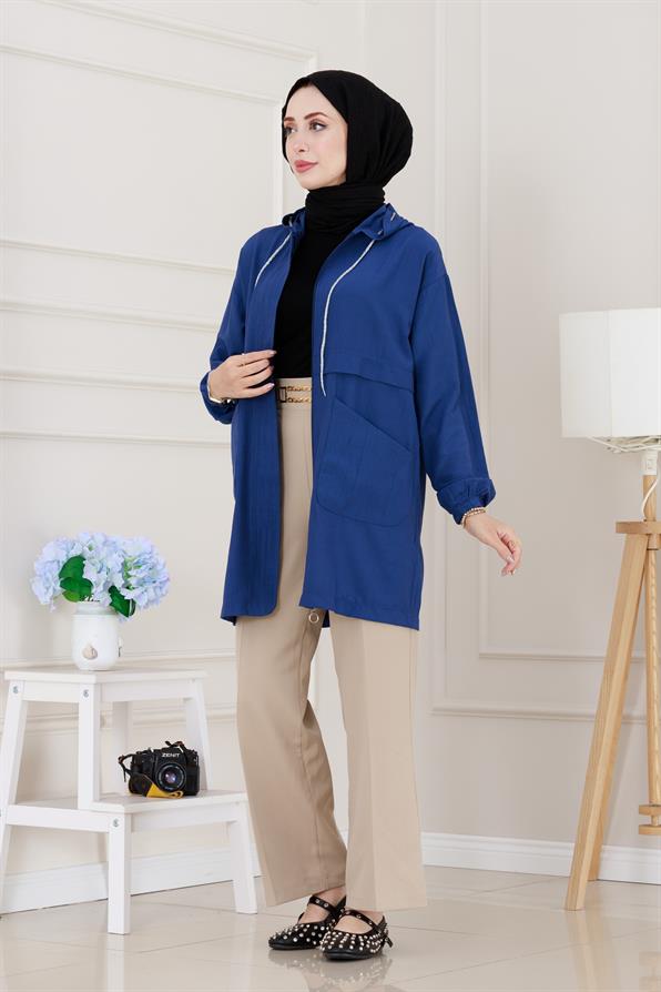 Kapüşonlu Önü Patlı Kap-Mavi