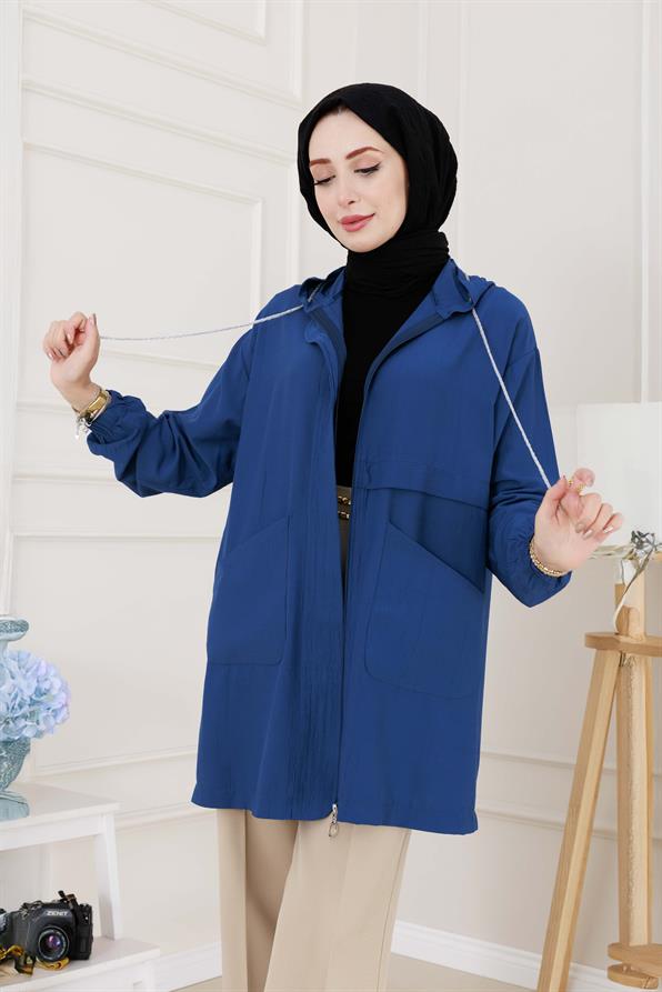 Kapüşonlu Önü Patlı Kap-Mavi