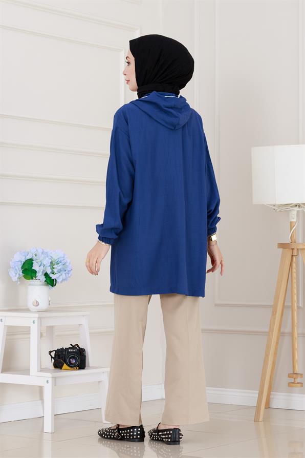 Kapüşonlu Önü Patlı Kap-Mavi