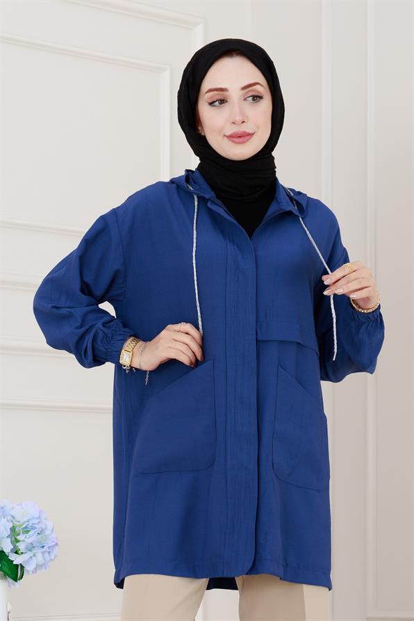 Kapüşonlu Önü Patlı Kap-Mavi